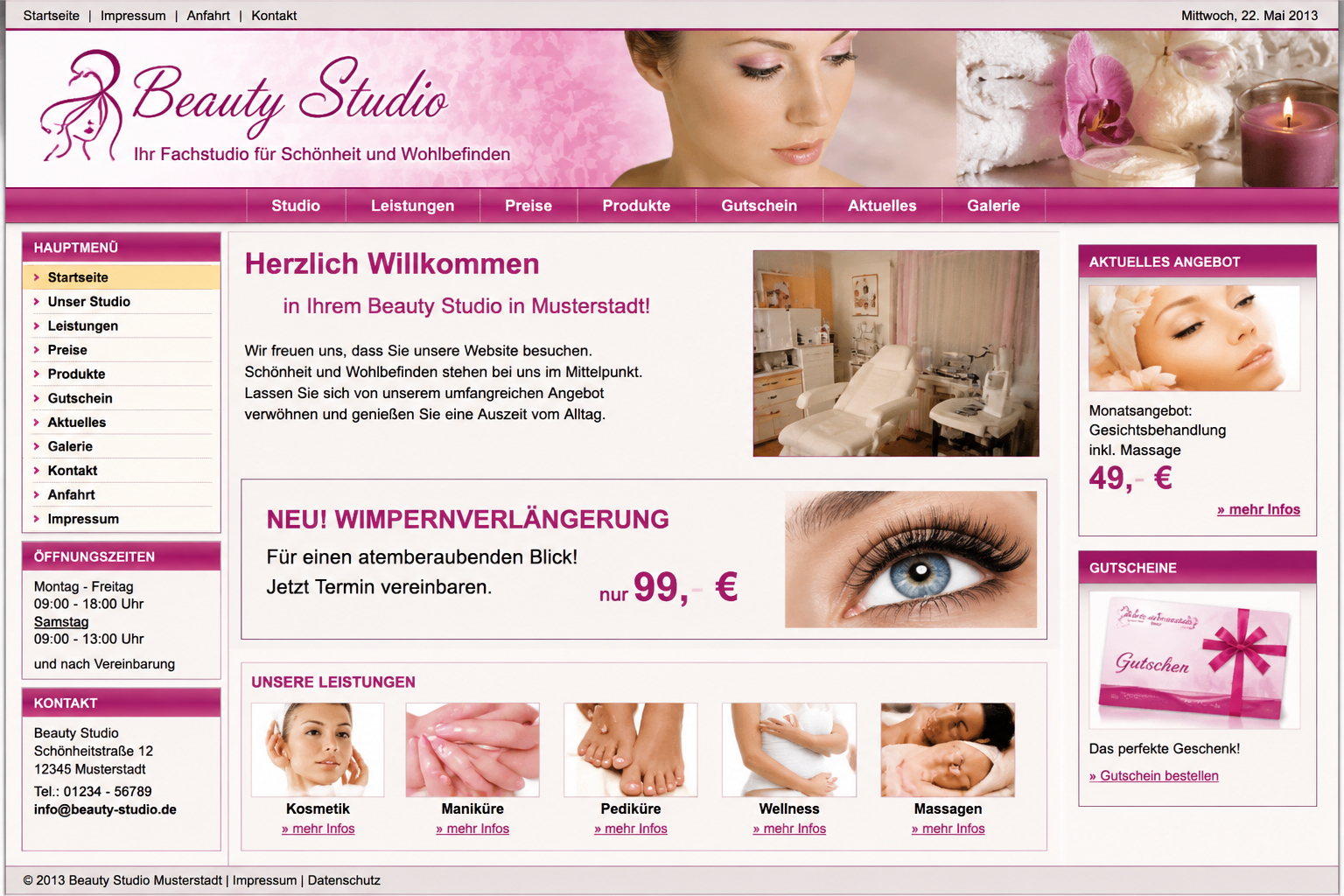 Vorher — alte Website